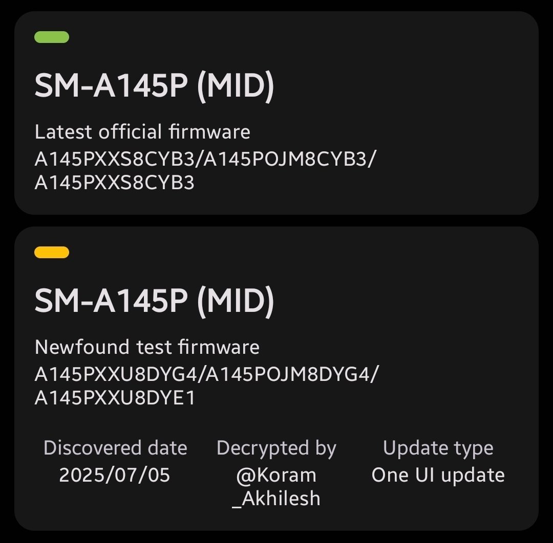 Galaxy A14 One UI 7 July Update