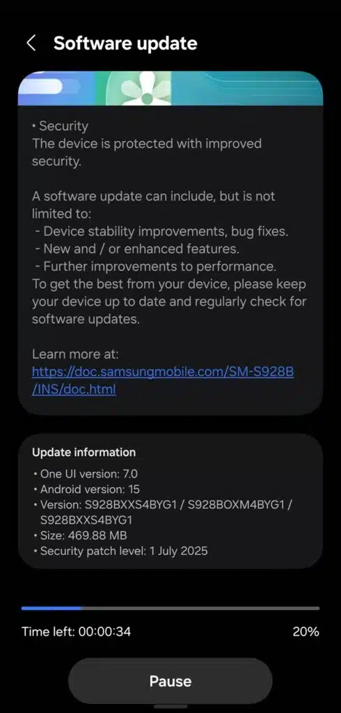 Galaxy S25 S24 July 2025 update