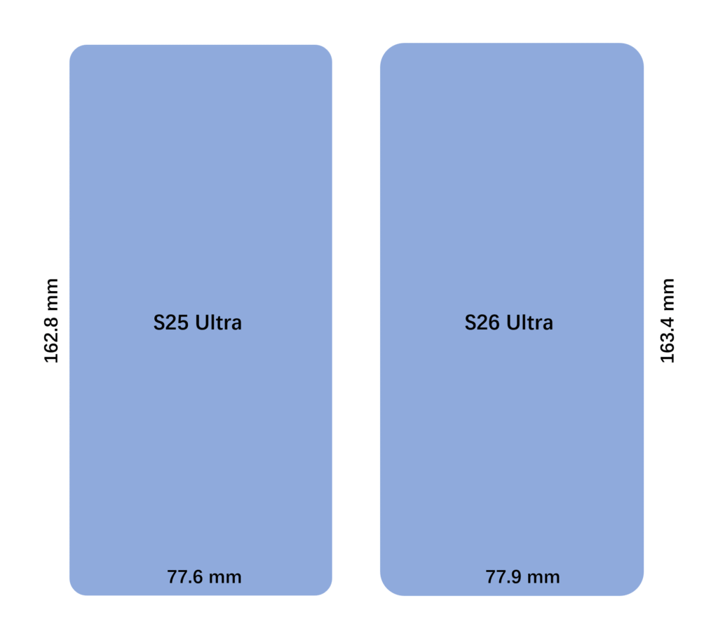 Galaxy S26 Ultra dimensions