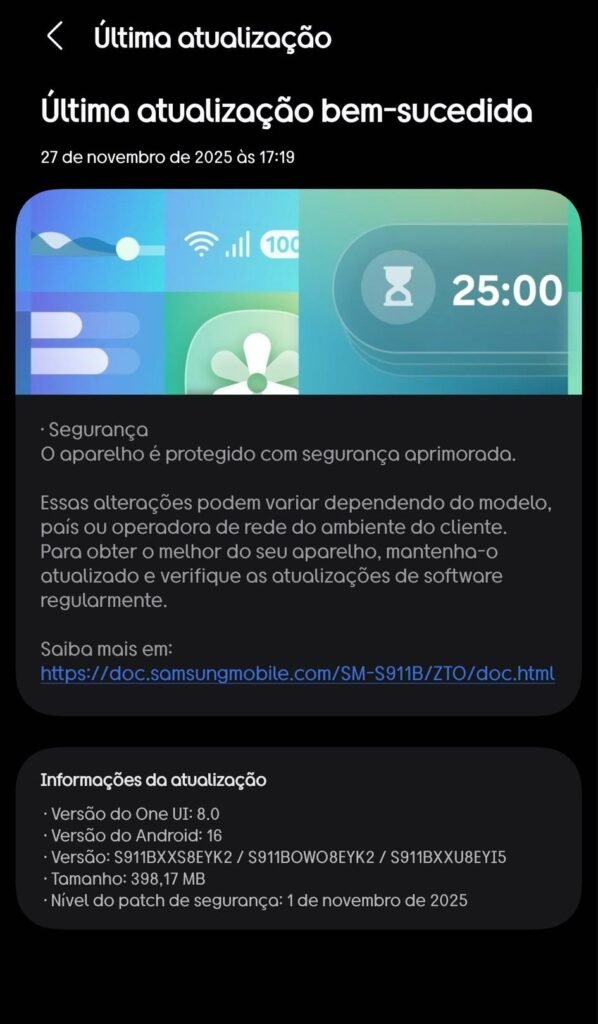 Galaxy S23 November Update Brazil